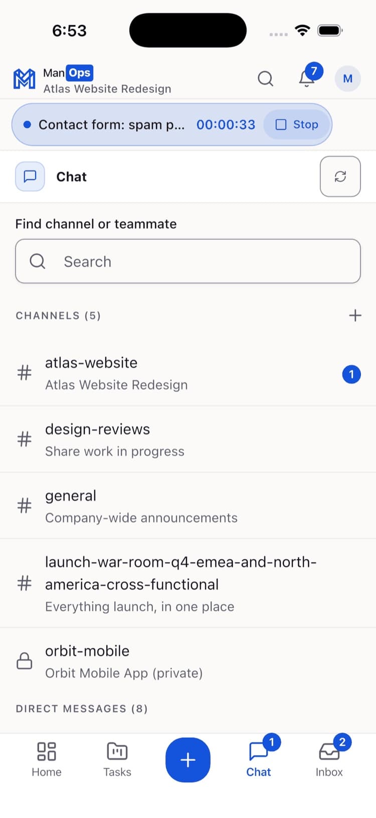 ManOps iOS chat screen